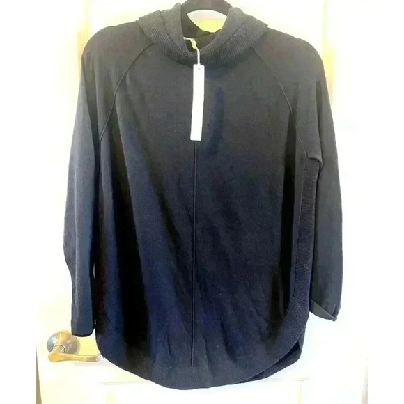 NWT Caslon Turtleneck Raglan Longline Sweater Womens Size XS Black Knit wool - Picture 1 of 5